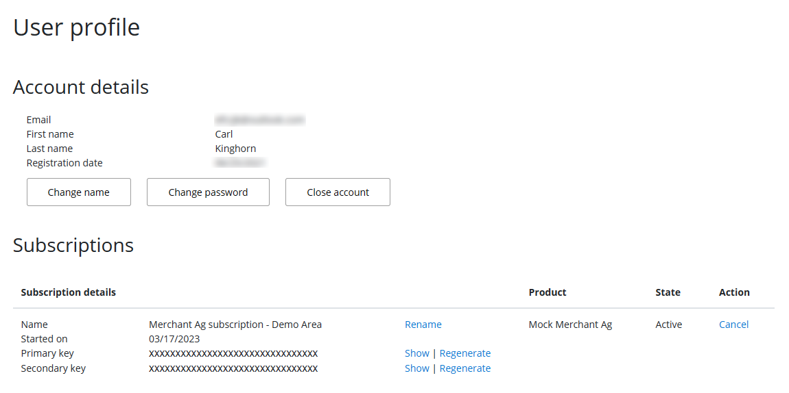 User Profile page screenshot
